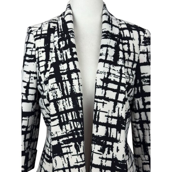NEW Kasper Womens Size 4 Black White Elegant Party Chic Blazer Jacket 3/4 Sleeve - Picture 4 of 11